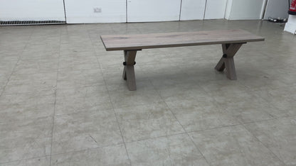 Bodahl 'Loki' 08 Vintage Grey Solid Oak 160cm Dining Bench with All Wooden X-Shaped Legs