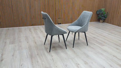 'Crete' Silver Fabric Swivel Dining Chairs - Set of 2