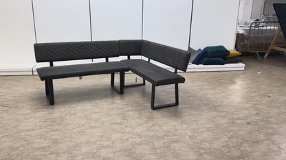 ‘Warrior’ Grey Faux Leather Right Hand Facing Corner Bench