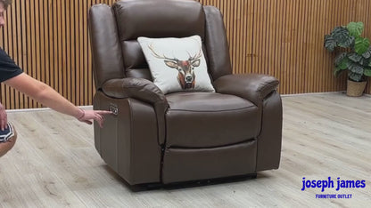 ‘Berlin’ Cognac Brown Leather Power Recliner Armchair
