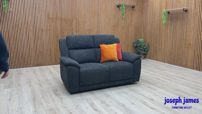 ‘Utah' Black Fabric 2 Seater Power Recliner Sofa
