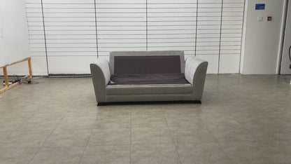 'Poppy' Silver Chenille Fabric Large 2 Seater Sofa Bed