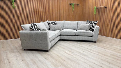 ‘Serena’ Zara Grey Woven Fabric Formal Back 2 Corner 2 Sofa