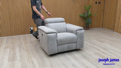 Nicoletti 'Davide' Zoia Glacier Grey 9505 Woven Fabric Swivel Rocker Power Recliner Chair