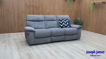 ‘Serene’ SFA-PEY-R12 Elephant Grey Fabric 3 Seater Power Recliner Sofa with Power Headrests and Power Lumbar