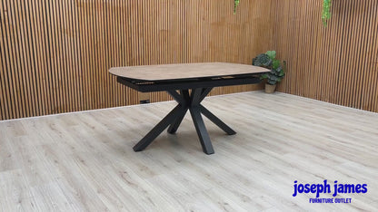 'Raul' Argile Ceramic Top Swivel Extending Dining Table with Set of 4 Swivel Dining Chairs