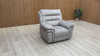 ‘Berlin' Light Grey Be-0102 Dapple Velvet Power Recliner Armchair