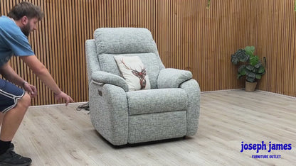 G Plan ‘Kingsbury’ B076 Mirage Powder Grey Fabric Power Recliner Armchair