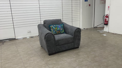 'Galleria' Utah Grey Leather Cuddler Chair
