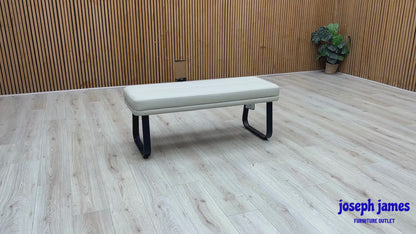 ‘Avuno’ Neutral Faux Leather Low Dining Bench