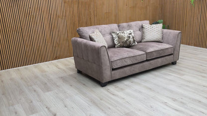 ‘Mariah' Dapple Chocolate-Tri No Insert Velvet Classic Back 3 Seater Sofa