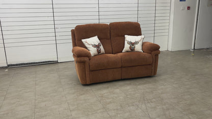 'Toledo' Pumpkin Fabric 2 Seater Power Recliner Sofa with Head Tilt & Lumbar