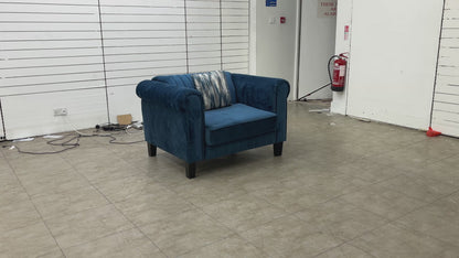 'Wave' Blue Velvet Armchair