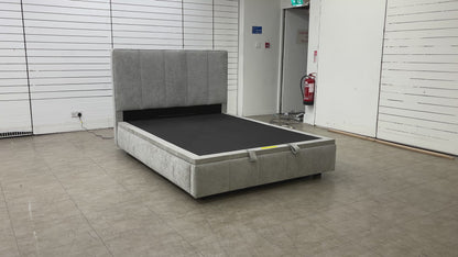 'Telosa' Grey Fabric End Lift Electric Ottoman Bed Frame with Headboard