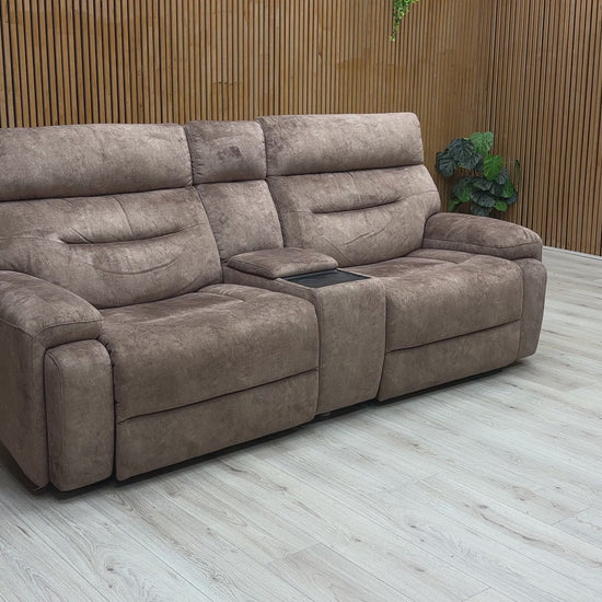 Video of Cinemax Power Recliner Sofa, Detail of Velvet Upholstery