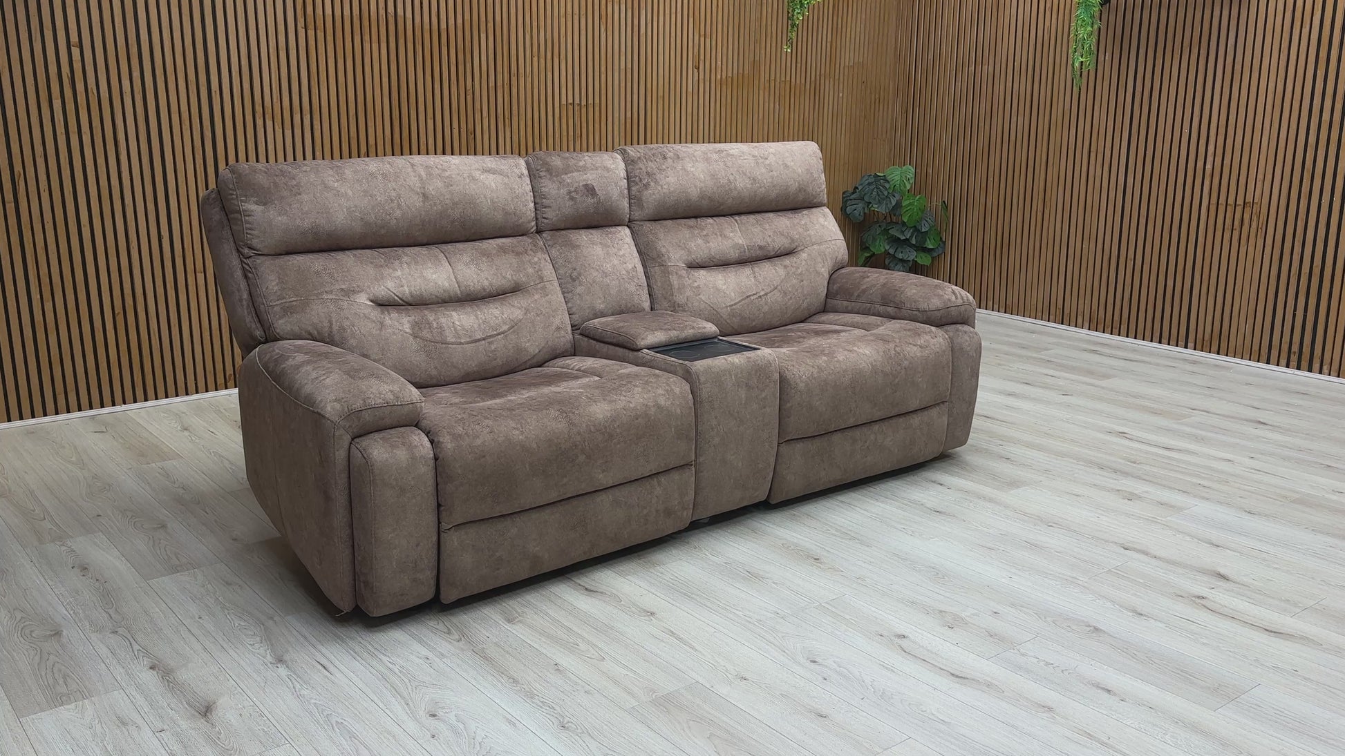 Video of Cinemax Power Recliner Sofa, Detail of Velvet Upholstery