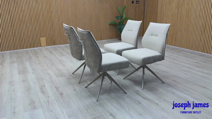 ‘Mirage’ Neutral Fabric Swivel Dining Chairs - Set of 4