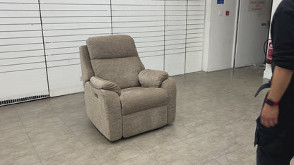 G Plan ‘Kingsbury’ C224 Destiny Storm Chenille Fabric Power Recliner Armchair with Power Headrest and Power Lumbar