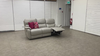 'Evelyn' Lead Grey Leather Manual Recliner 3 Seater
