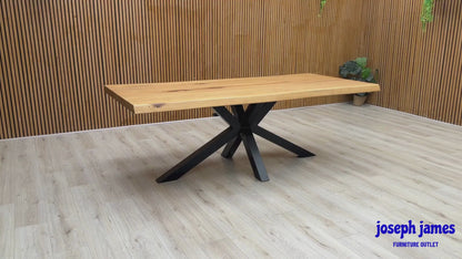 Bodahl ‘Njord’ 1 Oil Solid Oak Raw Edge 220cm Dining Table with Metal Star Base