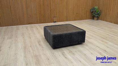 'Belissimo' Mirage Black - Bell Black_Gold Patterned Fabric Square Glass Top Table
