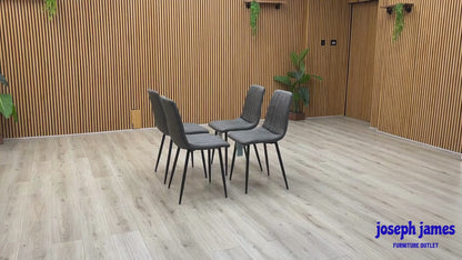 ‘Lisa’ Grey Microfibre Fabric Set of 4 Dining Chairs