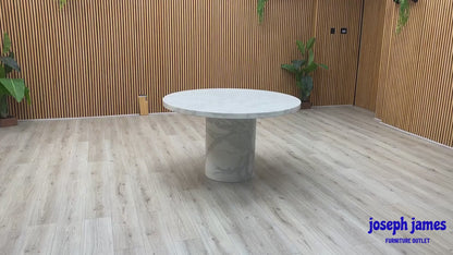 'Carra' White Ceramic Top Round Dining Table