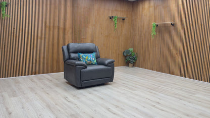World of Leather 'Touch' Bv-3500 Classic Black Leather Power Recliner Armchair