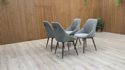 'Crete' Dark Grey Set of 4 Swivel Dining Chairs