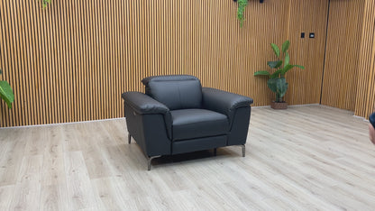 ‘Lorenza’ Black Leather Mix Power Recliner Armchair