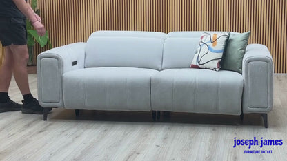 ‘Elphaba’ Manhattan Stone 58004 Fabric 3 Seater Power Recliner Sofa with Storage Arms