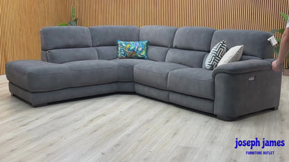 ‘Nova’ Sfa-Pey-R08 Graphite Grey Velvet Fabric Left Hand Facing Power Recliner Chaise End Sofa with Power Headrest