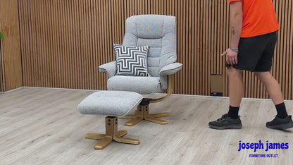 ‘Riga’ Chacha Dove Grey Fabric Swivel Chair and Footstool