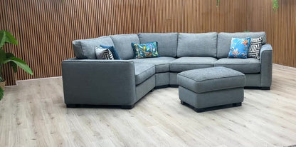 ‘Elora’ Kento 229 Deep Sea Dbf Blue Fabric Left Hand Facing Corner Sofa + Small Storage Footstool