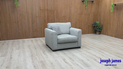 'Elora’ Warm Grey Fabric Set - 4 Seater + Large Armchair Sofa Set