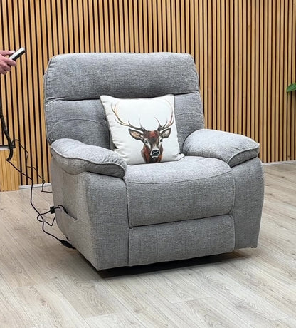 ‘Paulo’ Grey Fabric Electric Rise and Recline Massage Armchair with Heating Function