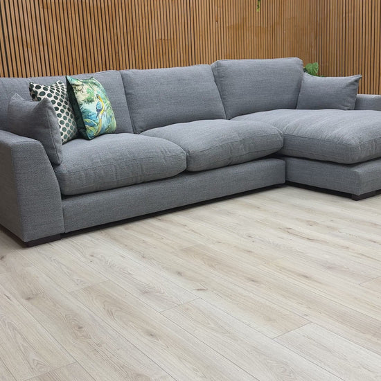 Video preview of the Plush Slate Grey Large Right Hand Facing Chaise End Sofa.