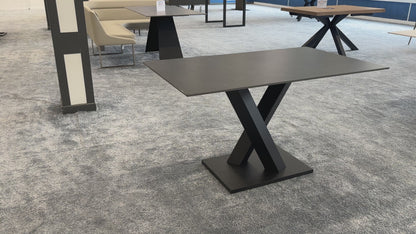'Warrior' Grey Sintered Stone Compact Fixed 135cm Dining Table