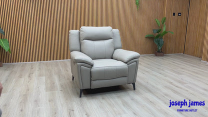 ‘Panache’ Lead Grey Cat-60_23 Leather Power Recliner Chair with Power Headrest and Heated Seat