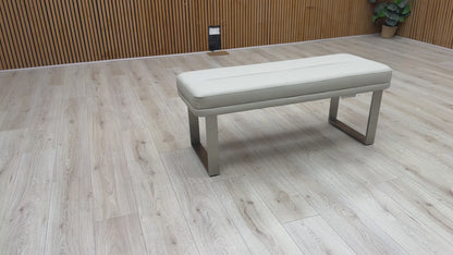 'Avorio' Neutral Faux Leather Low Dining Bench