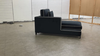 ‘Demure' Black Demure Velvet Left Hand Facing Longue