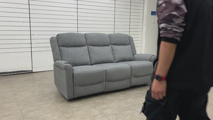 ‘Lexus’ Grey Fabric Power Recliner 3 Seater Sofa