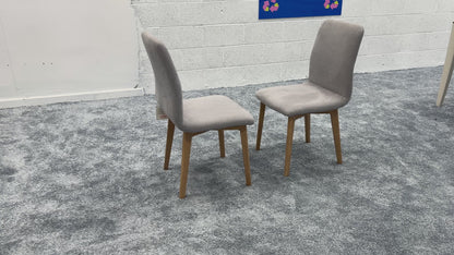 'Noel' Grey Upholstery Wooden Leg Dining Chair - Set of 2