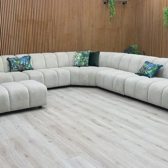 Video preview of the Waldorf Soft Sherpa Stone Corner Sofa Set.