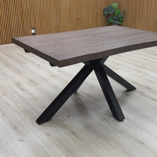Video detailing the live edge and overall design of the 'Mars' Dark Oak Dining Table.