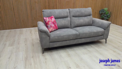 'Morgan' Dexter Mocha Grey Velvet Fabric 3 Seater Sofa