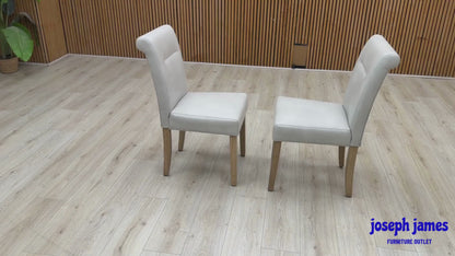 ‘Lewis’ Light Grey Set of 2 Roll Back Faux Leather Dining Chairs