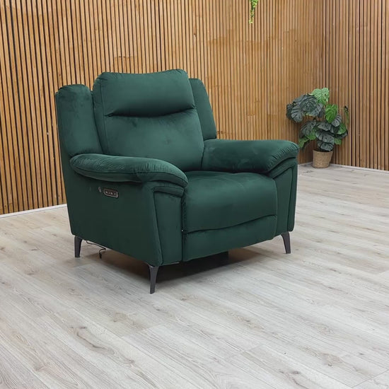Video demonstrating the smooth motorized reclining action and adjustable power headrest.