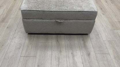 'Sasha' Ivory White Chenille Fabric Large Storage Footstool