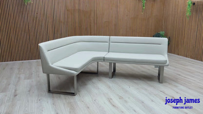 'Avorio' Neutral Faux Leather Left Hand Facing Corner Dining Bench